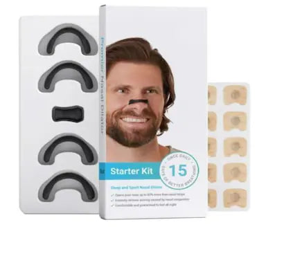 GSMULTIMART Anti-Snoring Nasal Strips & Dilator Starter Kit | Sleep Aid for Snoring Relief, Easy Breathing & Restful Sleep | Drug-Free Nose Strips & Nasal Openers (15 Uses, Multiple Sizes)